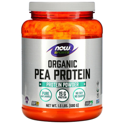 NOW Foods, Sports, Organic Pea Protein Powder, Pure Unflavored, 1.5 lbs (680 g)