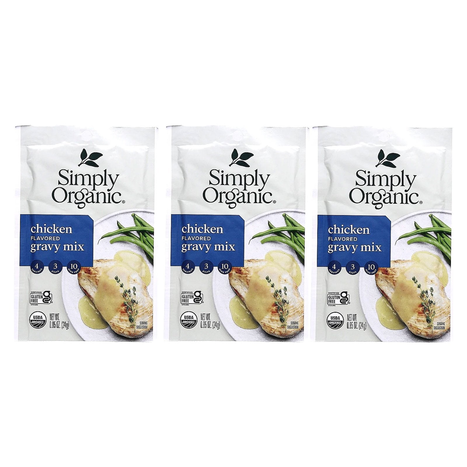 Simply Organic, Chicken Gravy Mix, 3 Packets, 0.85 oz (24 g) Each