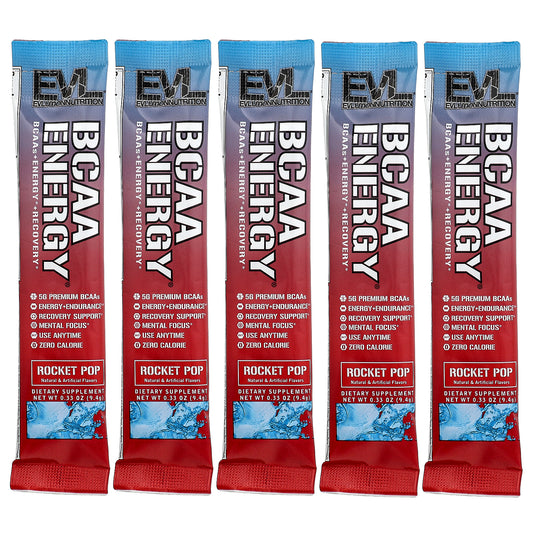 EVLution Nutrition, BCAA Energy®, Rocket Pop, 5 Packets, 0.33 oz (9.4 g) Each