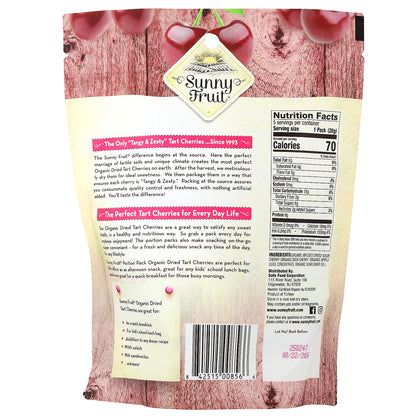 Sunny Fruit, Organic Dried Tart Cherries, 5 Portion Packs, 0.7 oz (20 g) Each