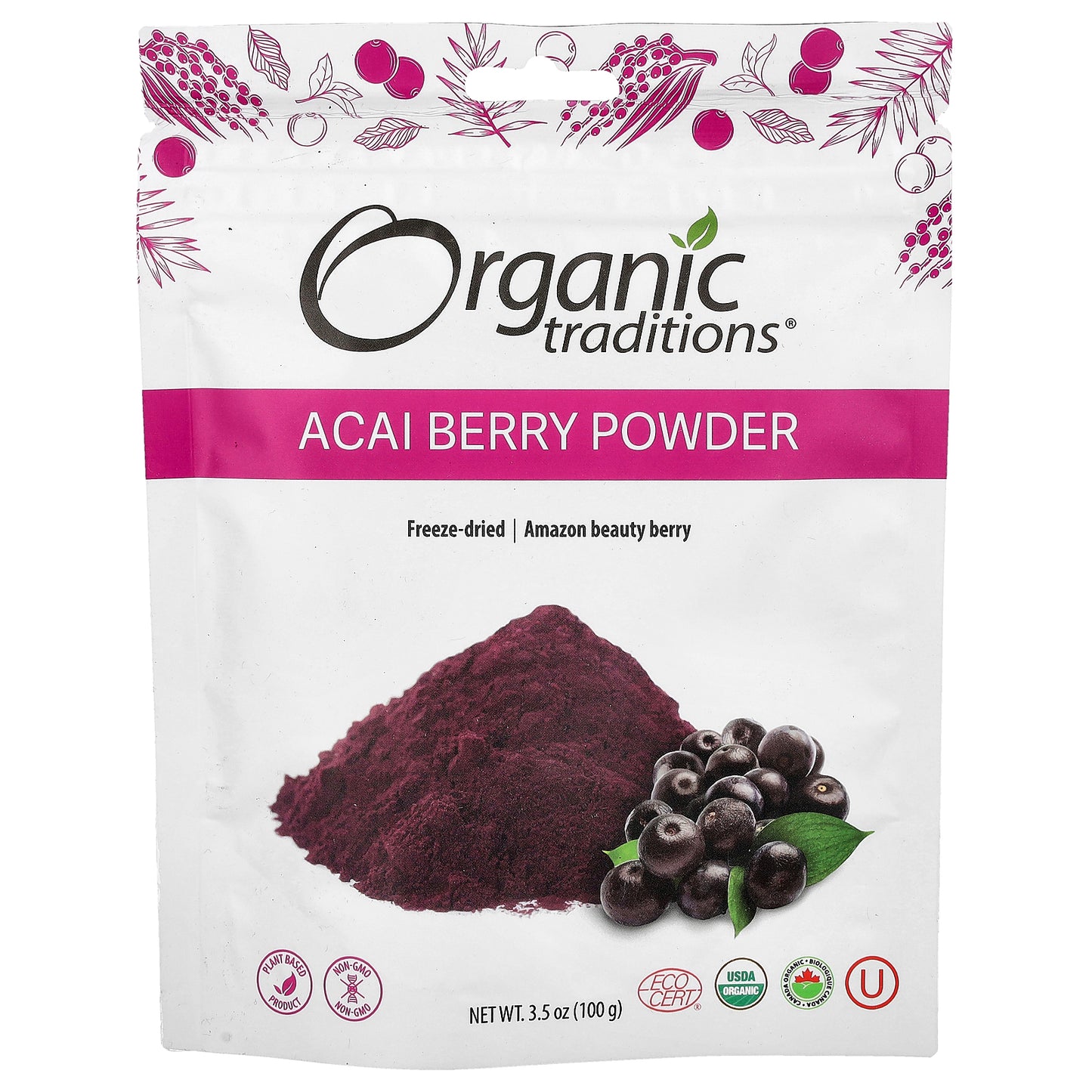 Organic Traditions, Acai Berry Powder, 3.5 oz (100 g)