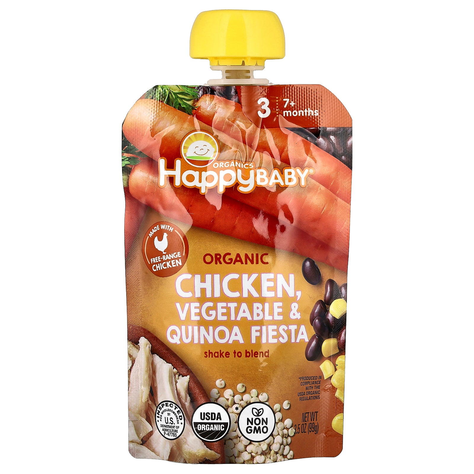 Happy Family Organics, Happy Baby®, Organic Chicken, 7+ Months, Vegetable & Quinoa Fiesta, 3.5 oz (99 g)