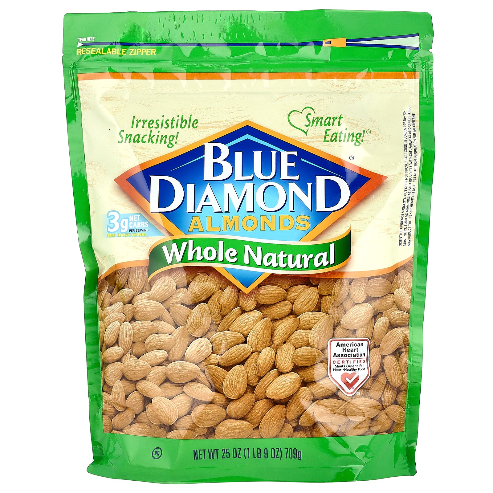 Blue Diamond, Almonds, Whole Natural, 25 oz (709 g)