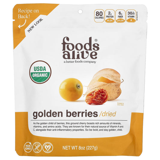 Foods Alive, Organic Golden Berries, Dried, 8 oz (227 g)