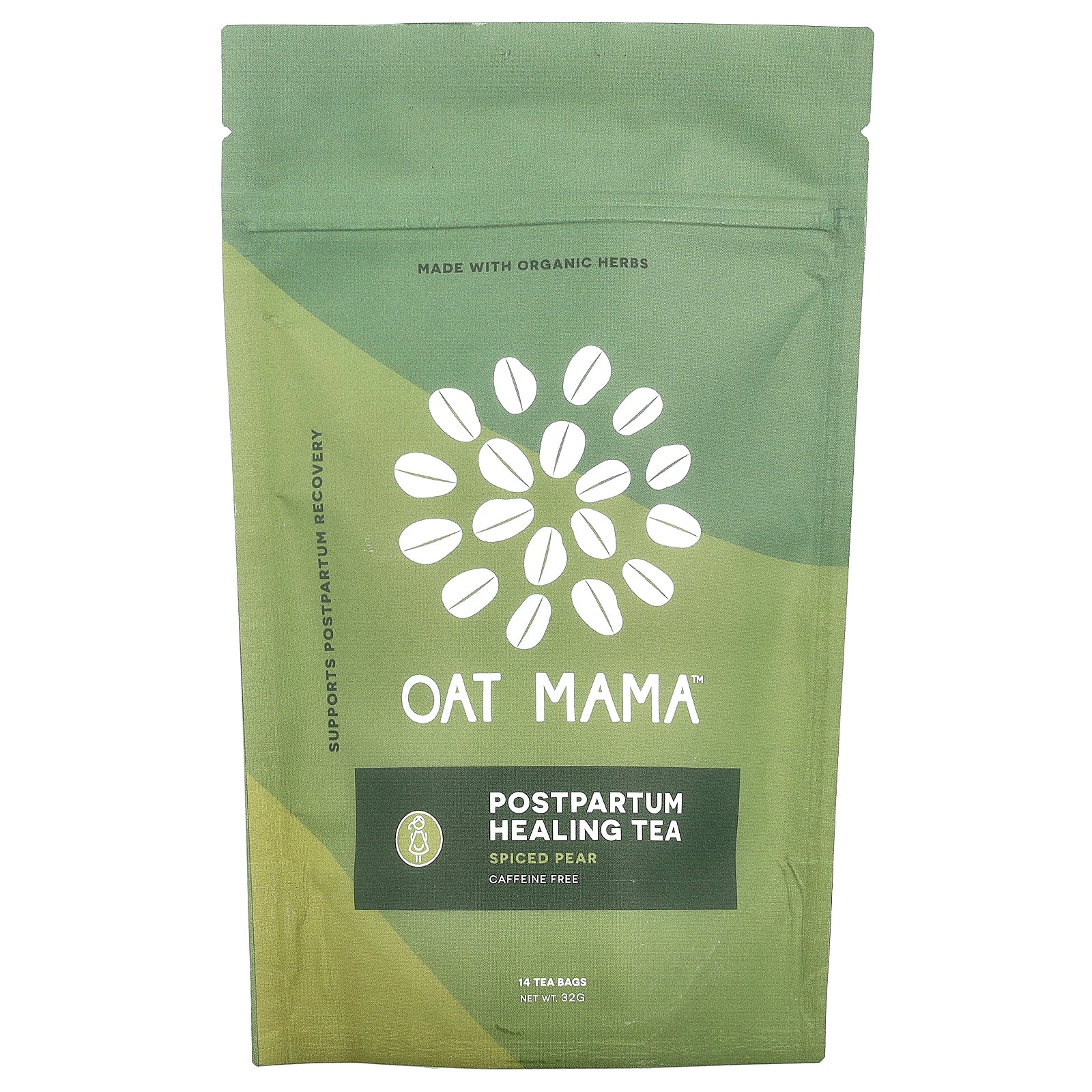 Oat Mama, Postpartum Healing Tea, Spiced Pear, Caffeine Free, 14 Tea Bags, 32 g