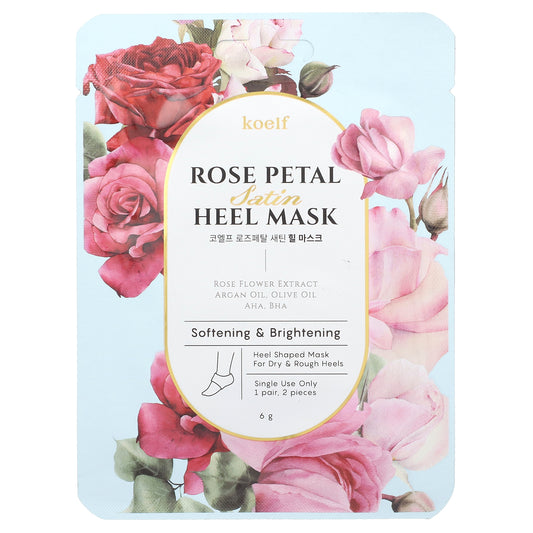 Koelf, Rose Petal Satin Heel Mask, 1 Pair, 6 g