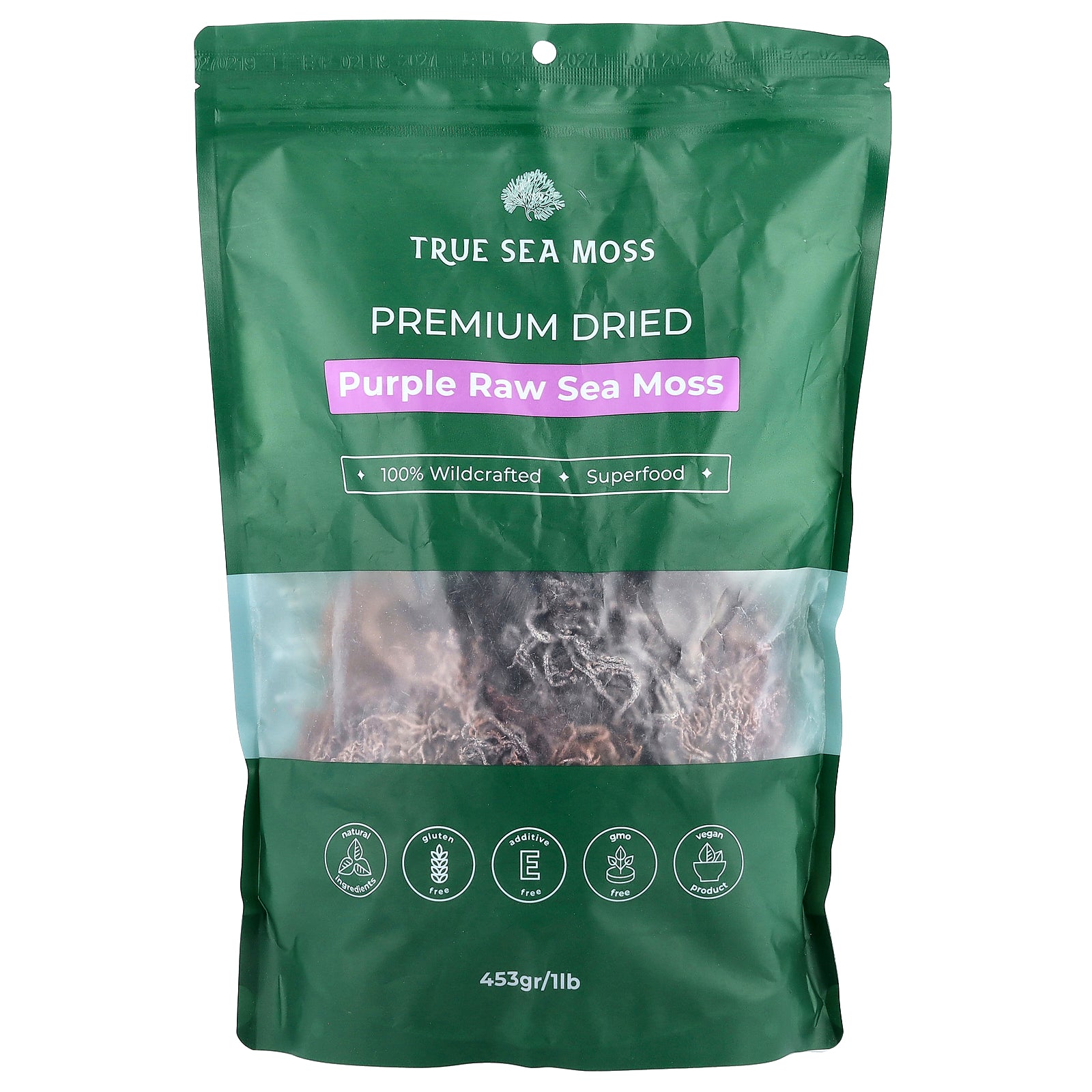 True Sea Moss, Purple Raw Sea Moss , 1 lb (453 g)