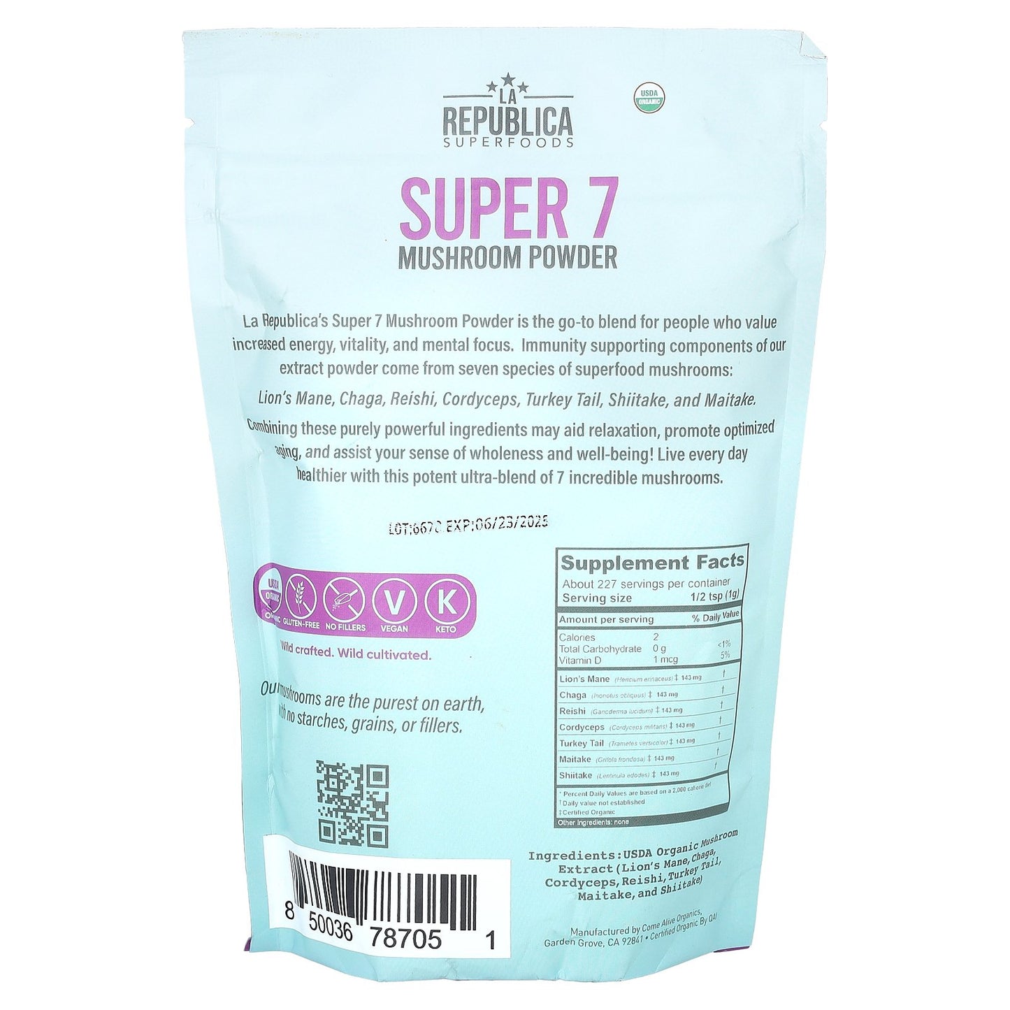 LA Republica, Super 7 Mushroom Powder, 8 oz (227 g)