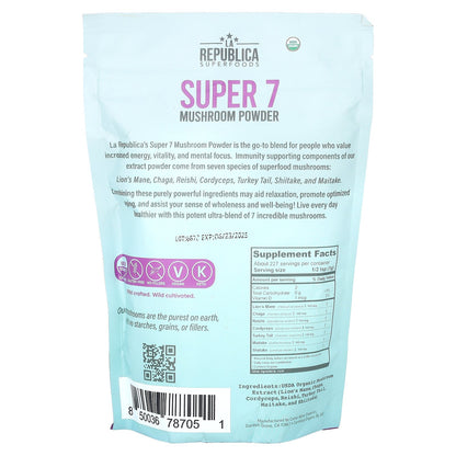 LA Republica, Super 7 Mushroom Powder, 8 oz (227 g)