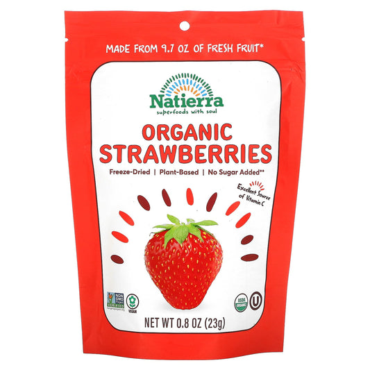 Natierra, Organic Freeze-Dried Strawberries, 0.8 oz (23 g)