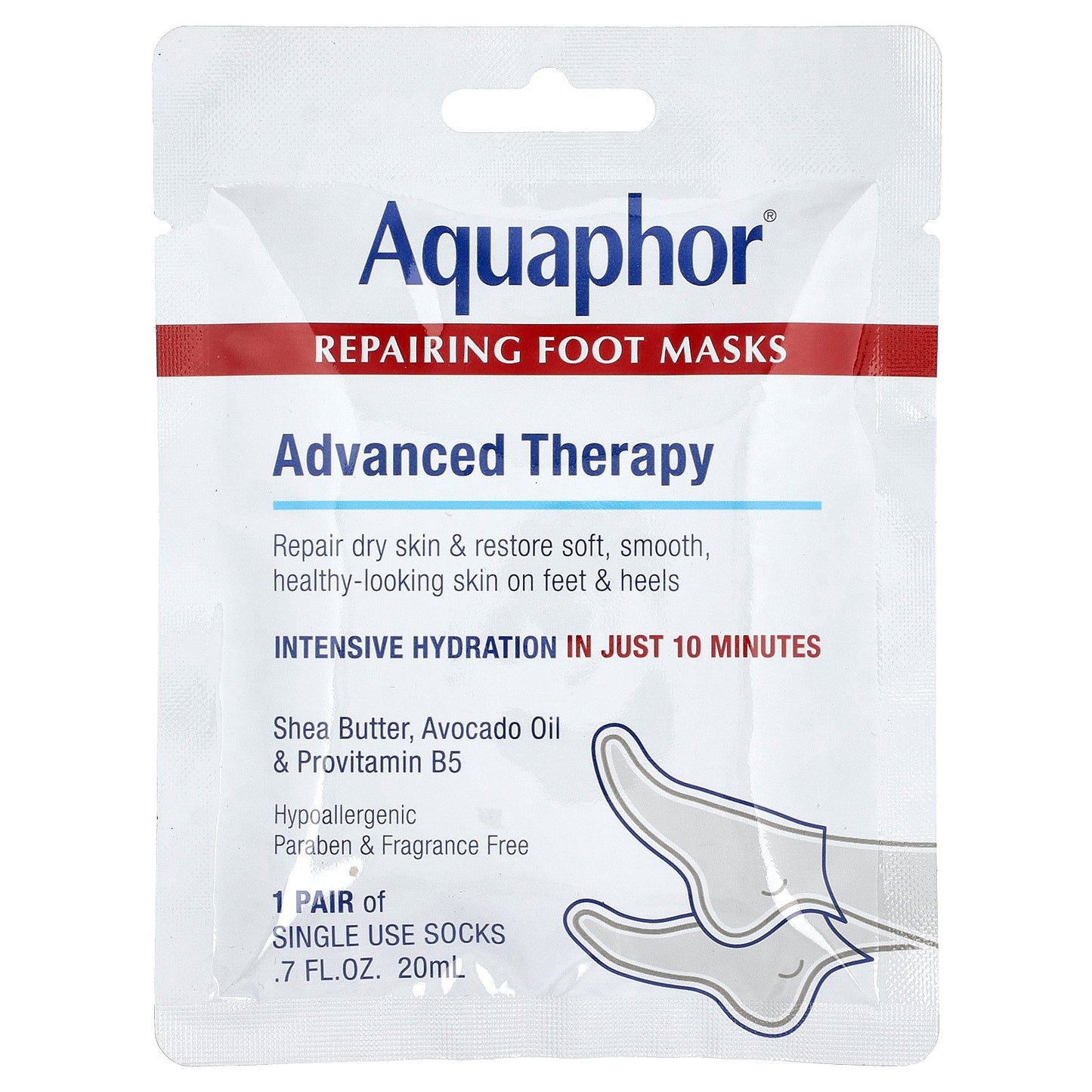 Aquaphor, Repairing Foot Masks, 1 Pair, 0.7 fl oz (20 ml)