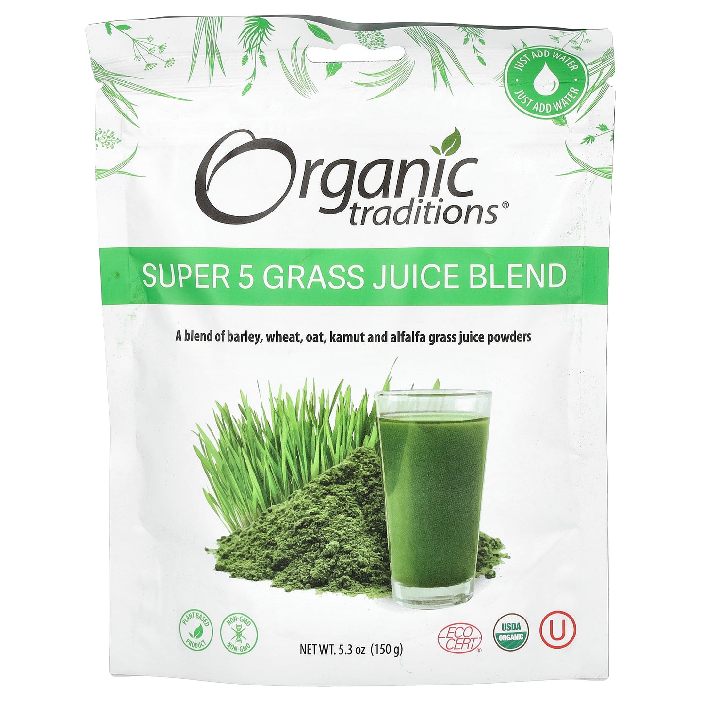 Organic Traditions, Super 5 Grass Juice Blend, 5.3 oz (150 g)