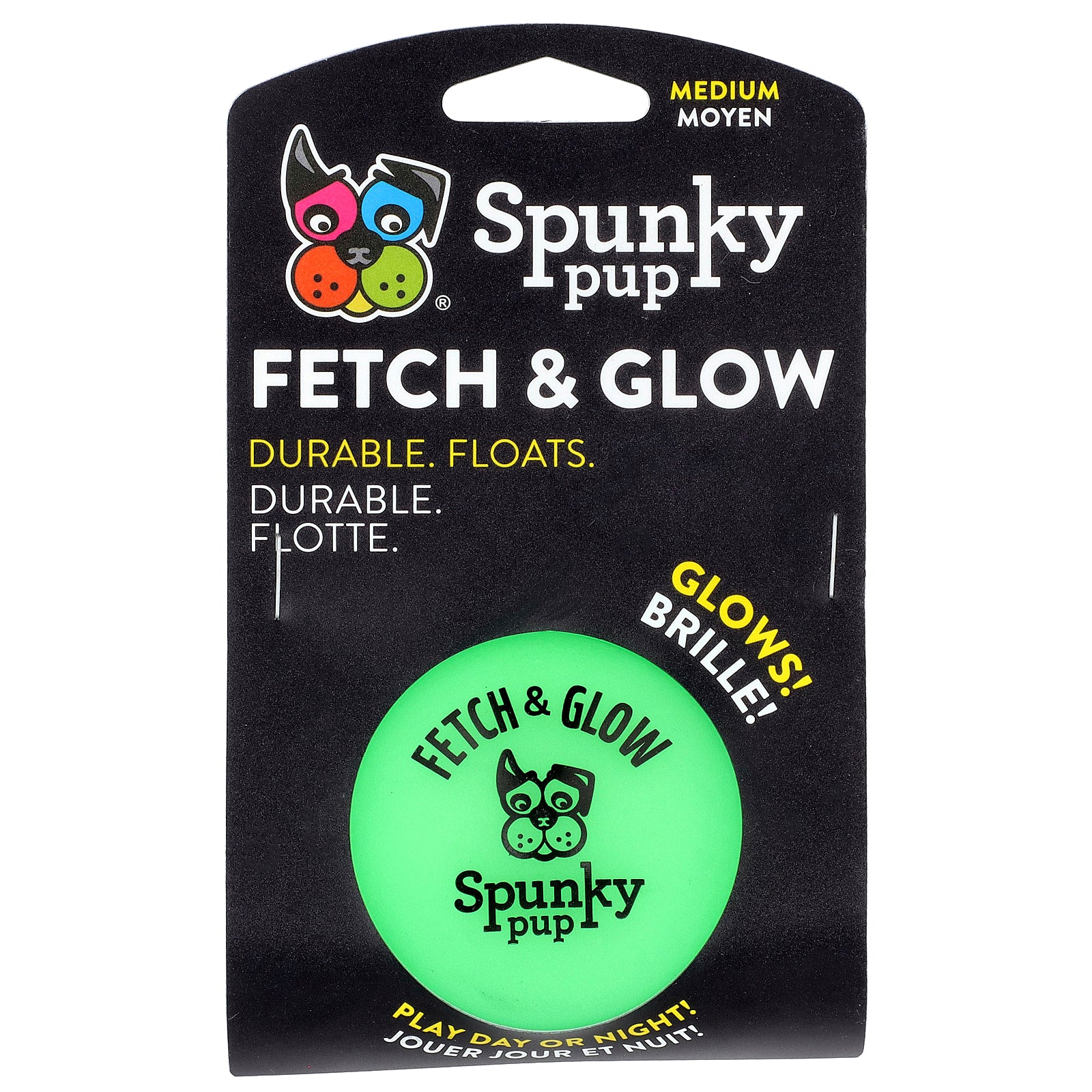 Spunky Pup, Fetch & Glow, Ball, Medium, 1 Toy