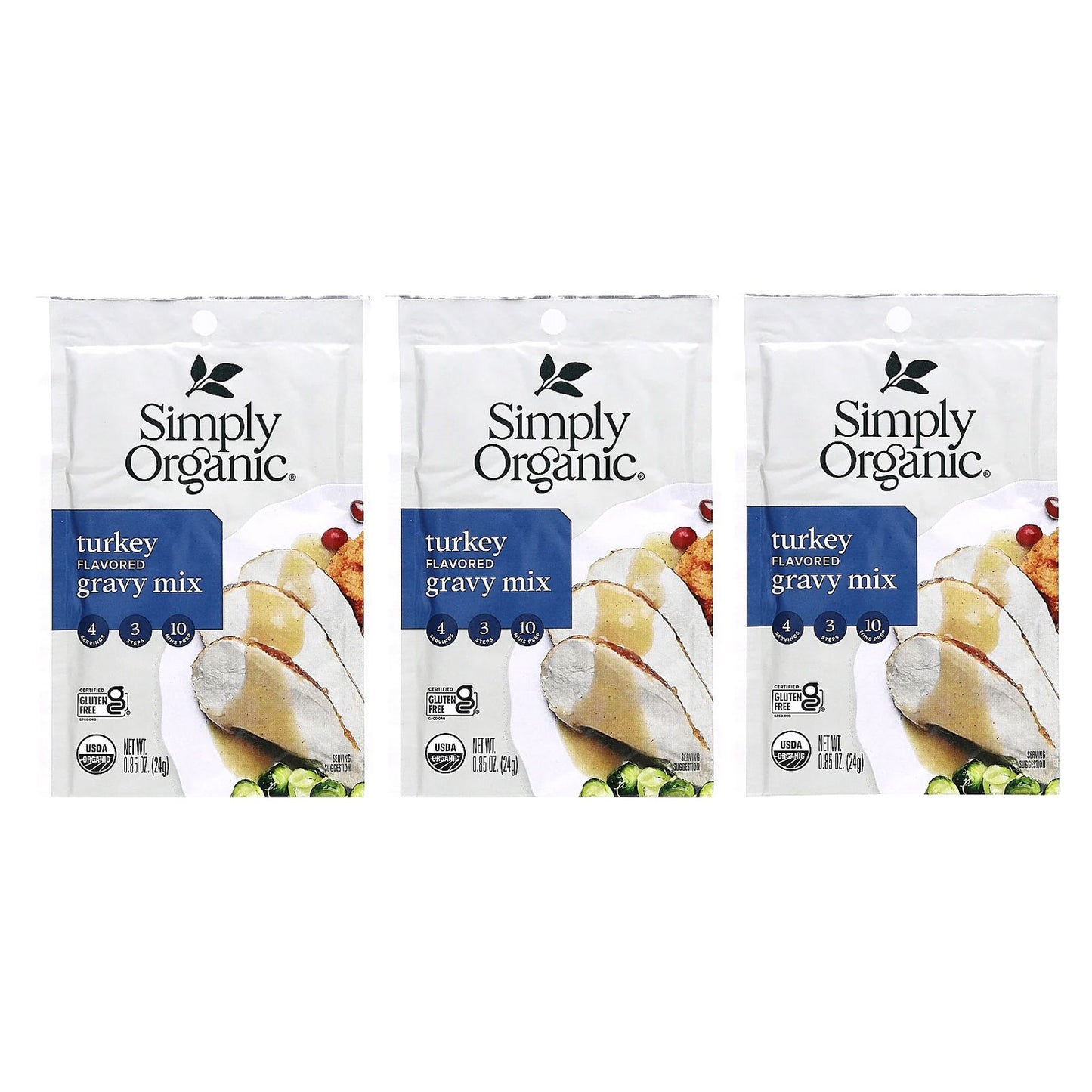 Simply Organic, Turkey Gravy Mix, 3 Pack 0.85 oz (24 g) Each