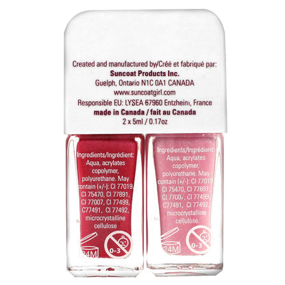 SuncoatGirl, Sweeties Nail Polish Duo Set, Hot Pink & Soft Glitter Pink, 2 Piece Set