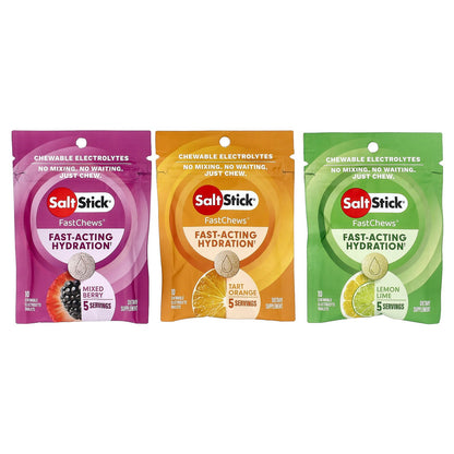 SaltStick, FastChews®, Chewable Electrolytes, Multi-Flavor Pack, 8 Packets