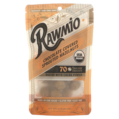 Rawmio, Chocolate Covered Sprouted Hazelnuts, 2 oz (56.7 g)