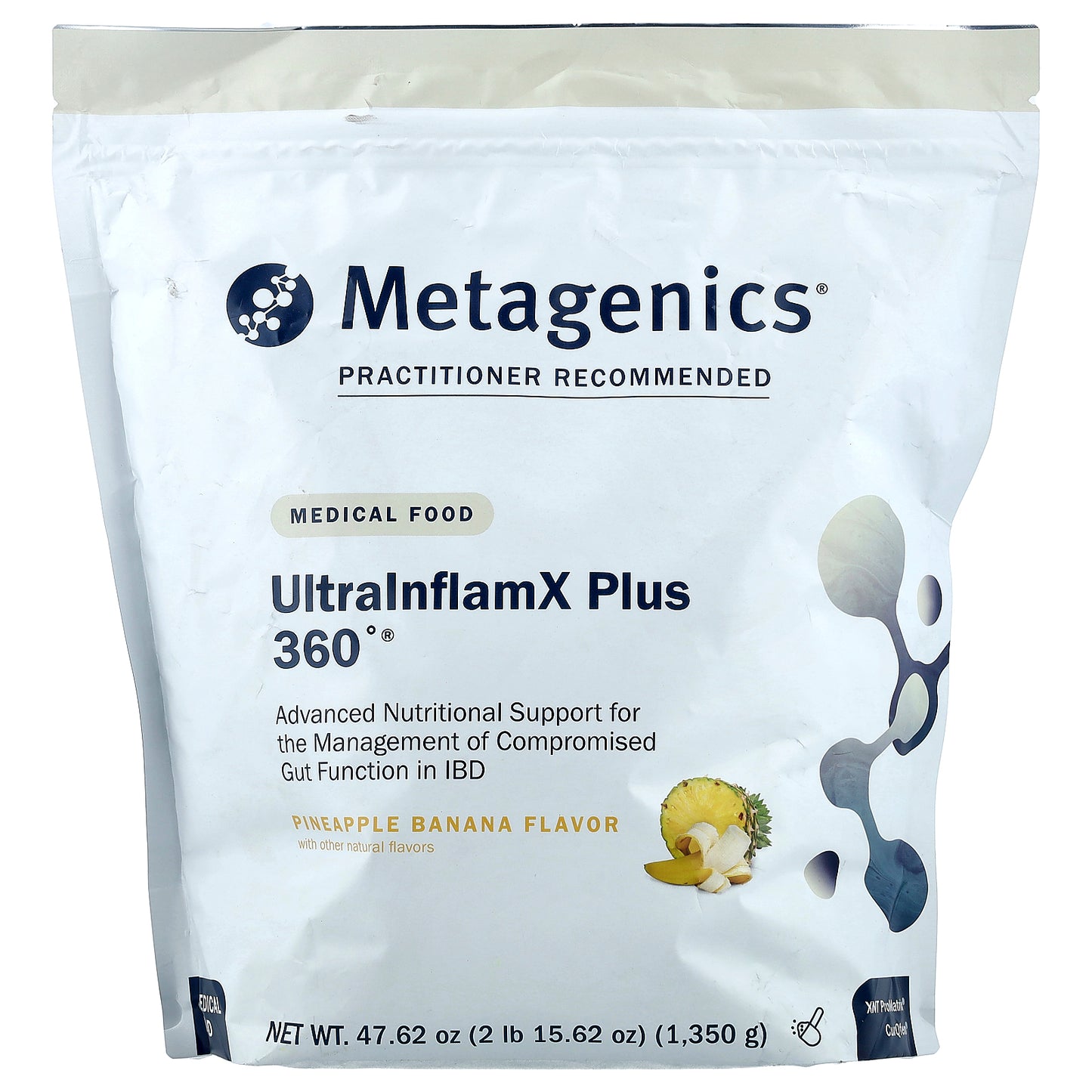 Metagenics, UltralnflamX Plus 360°, Medical Food, Pineapple Banana, 47.62 oz (1,350 g)