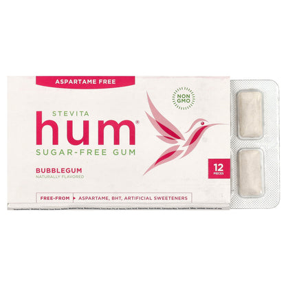 Stevita Naturals, Hum®, Sugar-Free Gum, Bubblegum, 12 Pieces