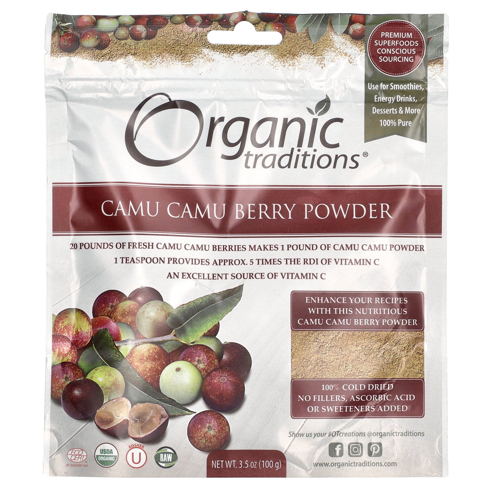 Organic Traditions, Camu Camu Berry Powder,  3.5 oz (100 g)