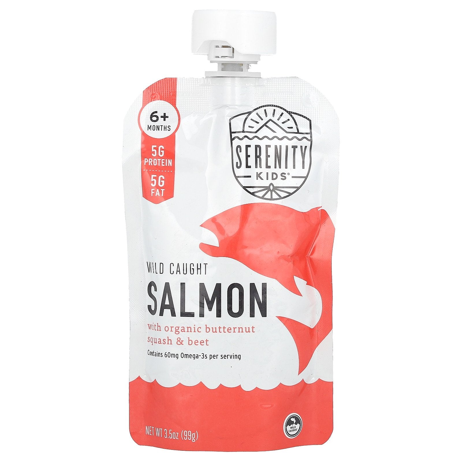 Serenity Kids, Salmon with Organic Butternut Squash & Beet, 6+ Months, 3.5 oz (99 g)