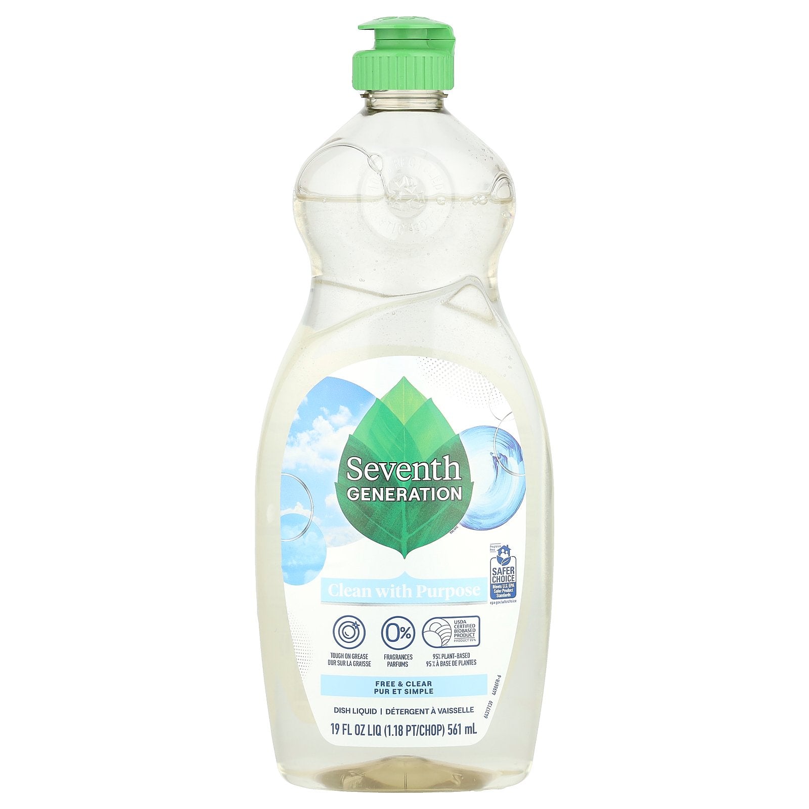 Seventh Generation, Dish Liquid, Free & Clear, 19 fl oz (561 ml)