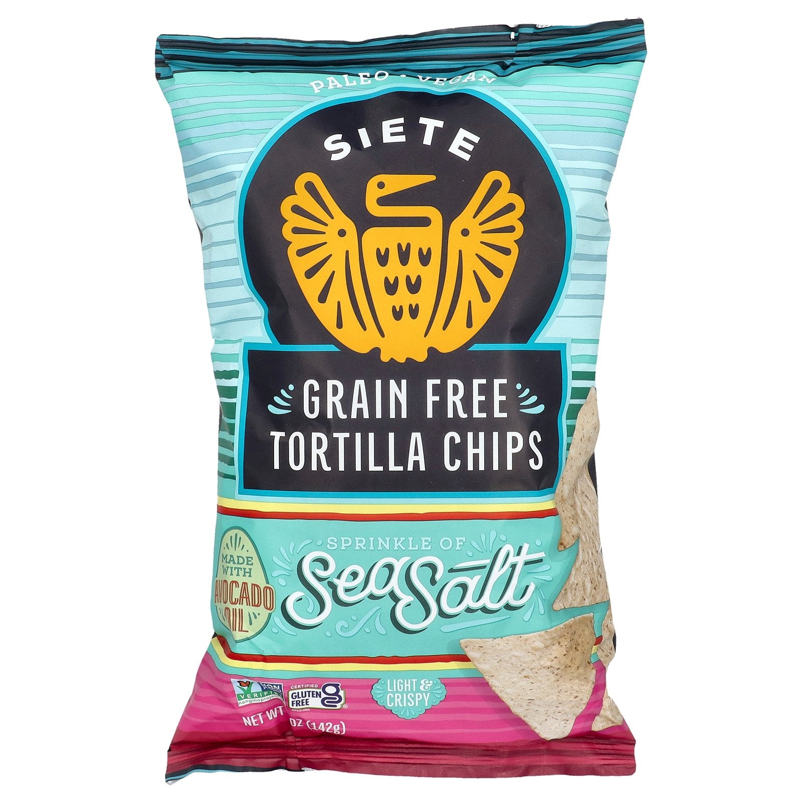 Siete, Grain Free Tortilla Chips, Sea Salt,  5 oz (142 g)