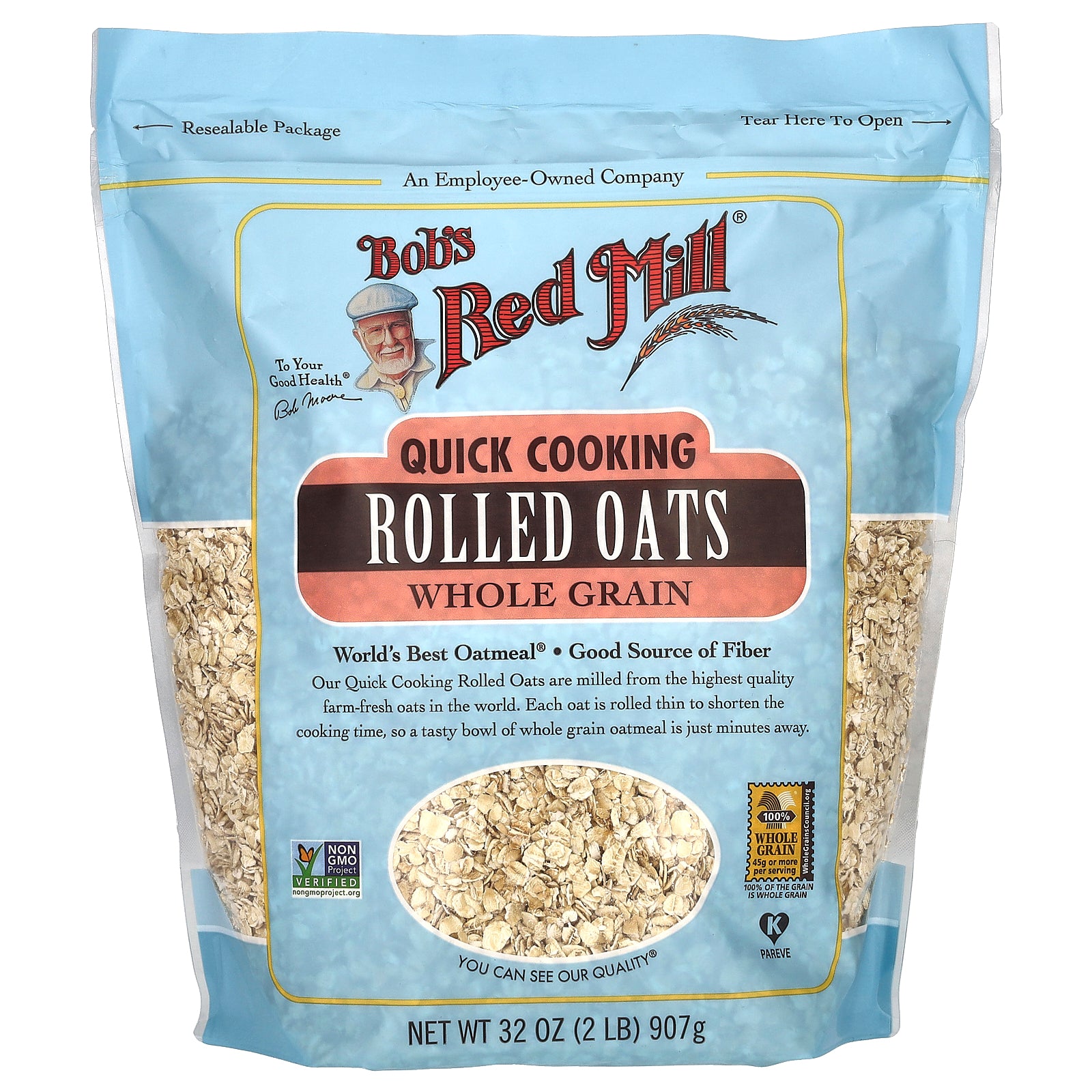 Bob's Red Mill, Quick Cooking Rolled Oats, Whole Grain, 32 oz (907 g)