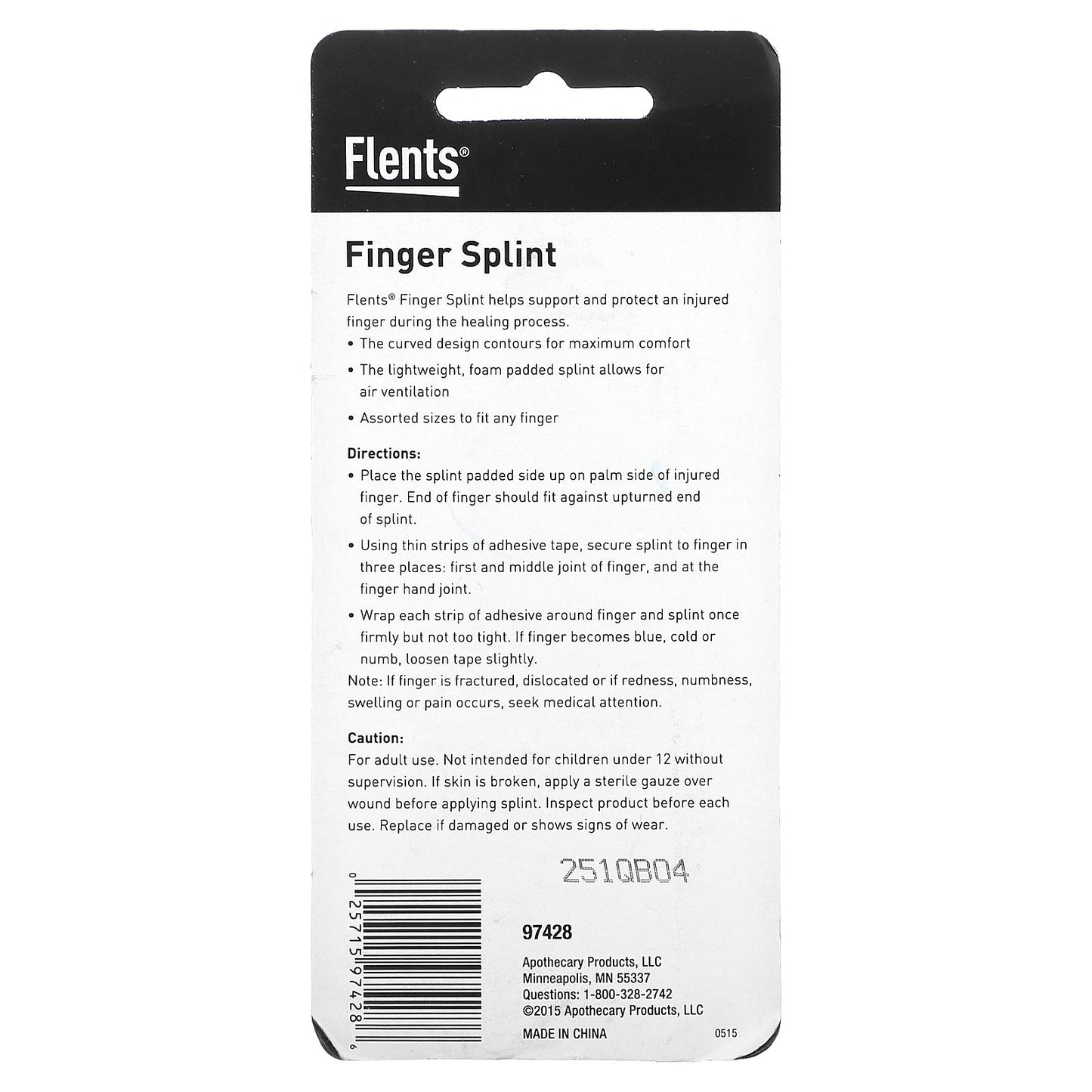 Flents, Finger Splint, Curved, S,M,L, 3 Piece Set