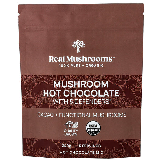 Real Mushrooms, Mushroom Hot Chocolate with 5 Defenders®, 240 g