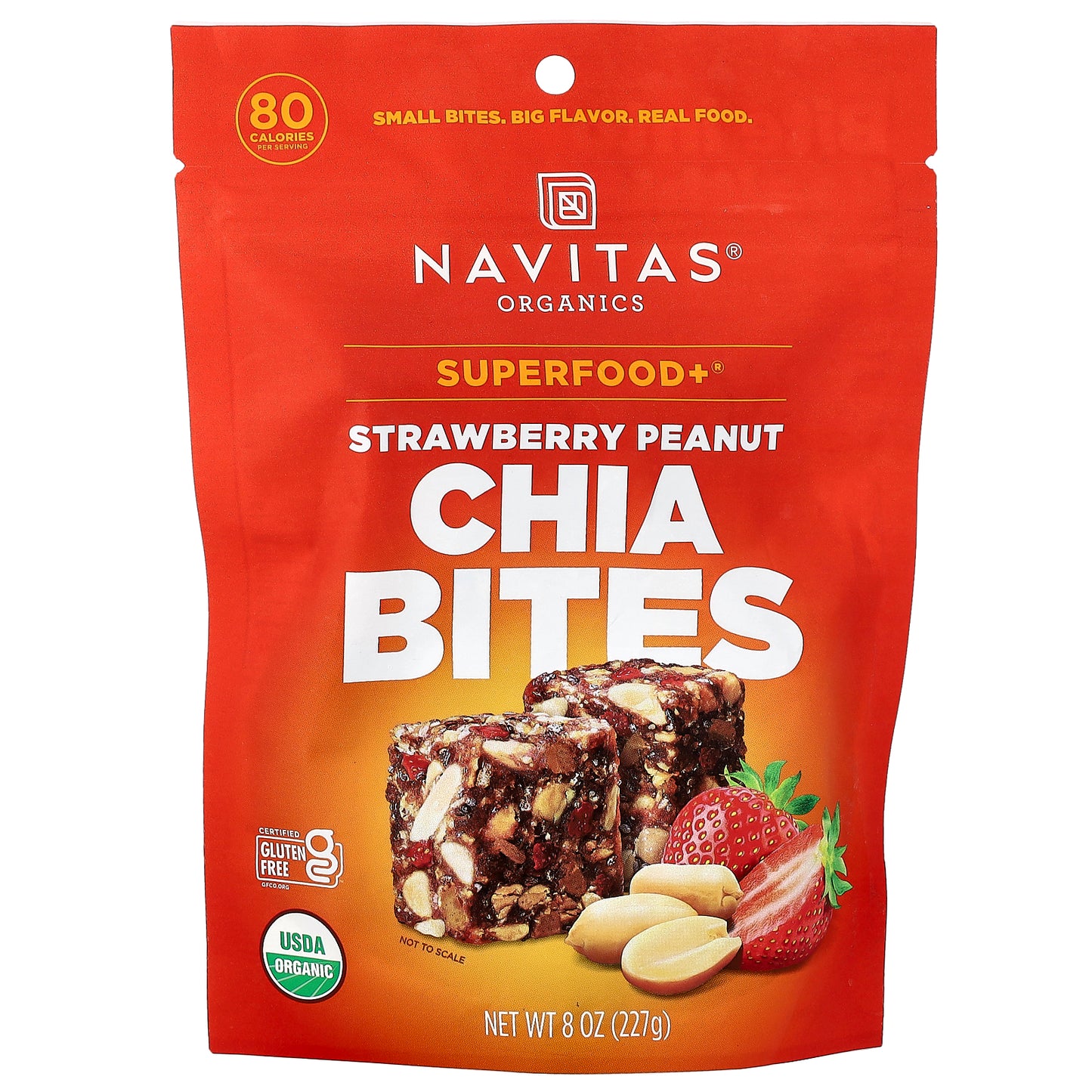 Navitas Organics, Superfood+® Chia Bites, Strawberry Peanut, 8 oz (227 g)