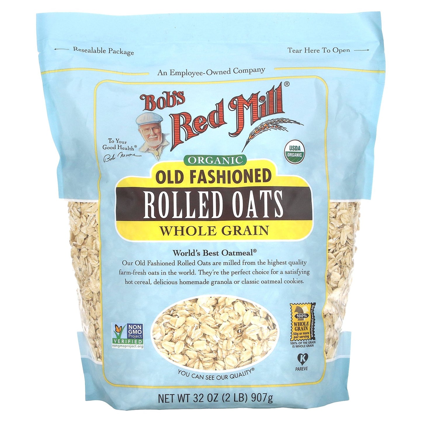 Bob's Red Mill, Organic Old Fashioned Rolled Oats, Whole Grain, 32 oz (907 g)