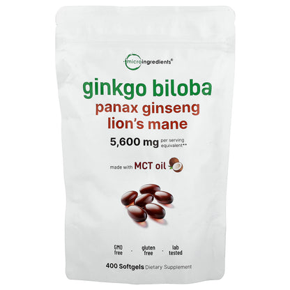 Micro Ingredients, Ginkgo Biloba, Panax Ginseng, Lion's Mane,  400 Softgels