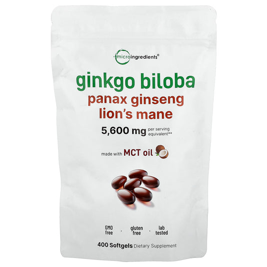 Micro Ingredients, Ginkgo Biloba, Panax Ginseng, Lion's Mane,  400 Softgels