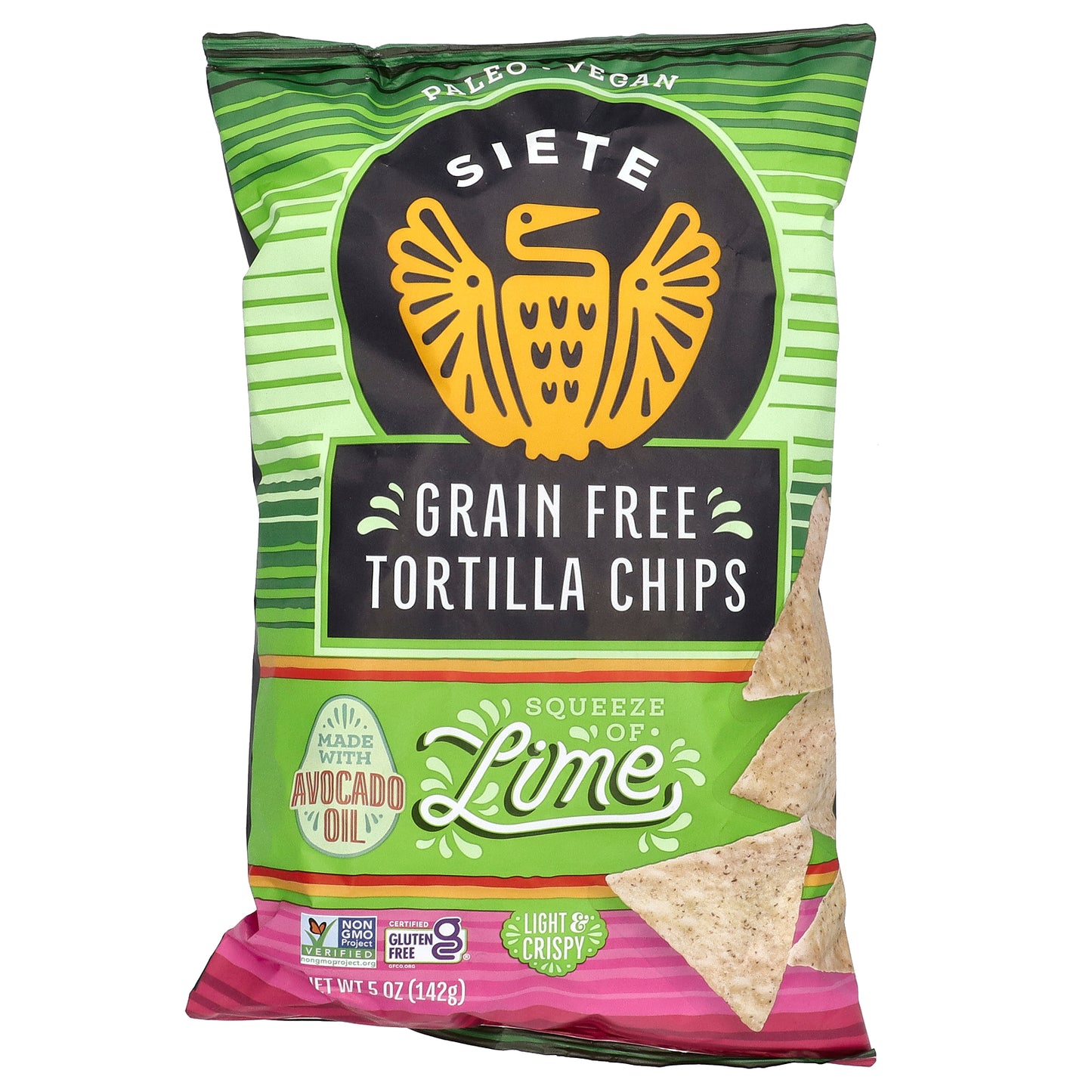 Siete, Grain Free Tortilla Chips, Lime, 5 oz (142 g)