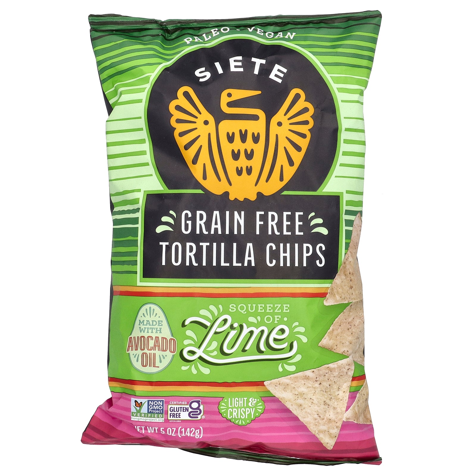 Siete, Grain Free Tortilla Chips, Lime, 5 oz (142 g)