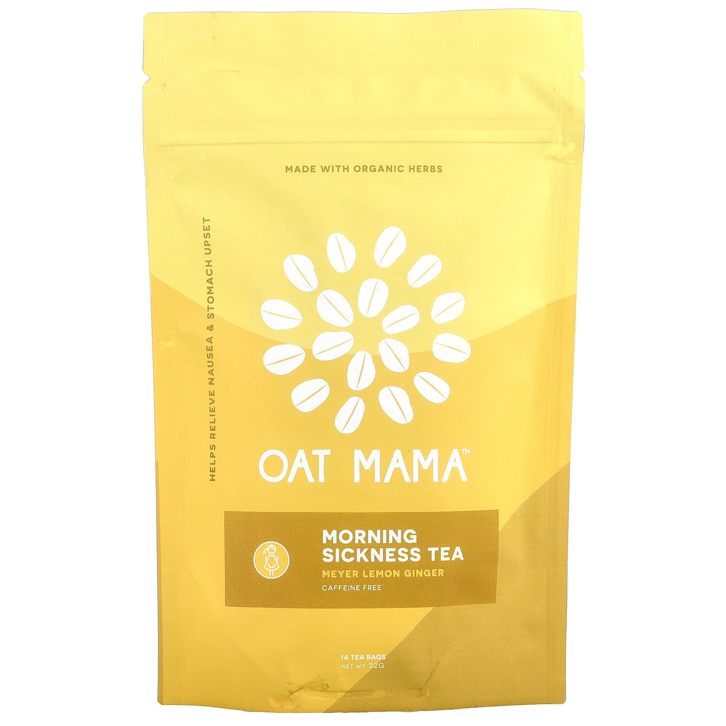 Oat Mama, Morning Sickness Tea, Meyer Lemon Ginger, Caffeine Free, 14 Tea Bags, 32 g