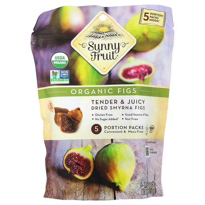 Sunny Fruit, Organic Dried Figs, 5 Portion Packs, 1.76 oz (50 g) Each