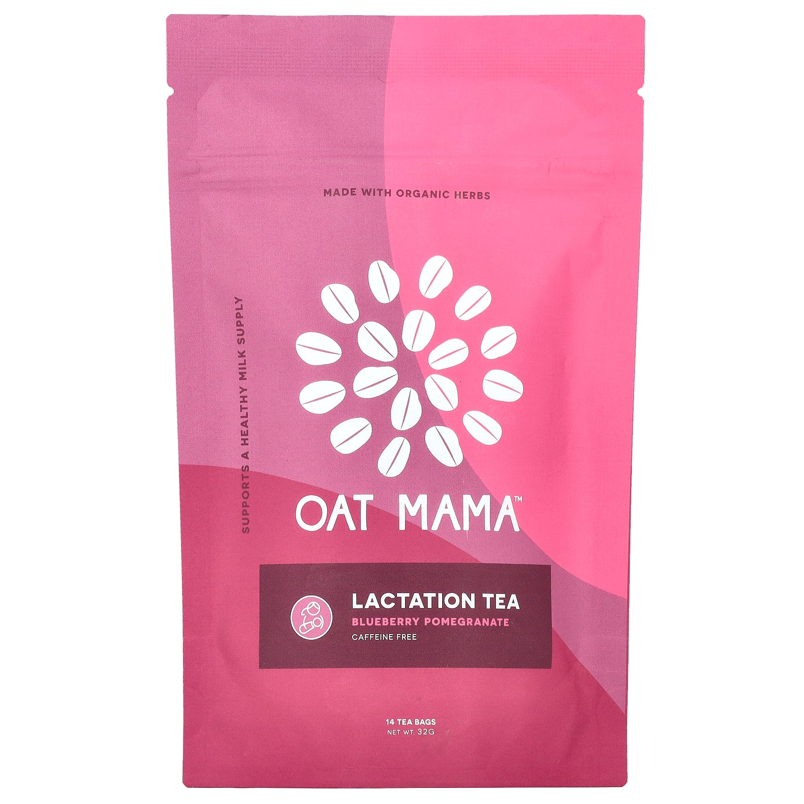 Oat Mama, Lactation Tea, Blueberry Pomegranate, Caffeine Free, 14 Tea Bags, 32 g