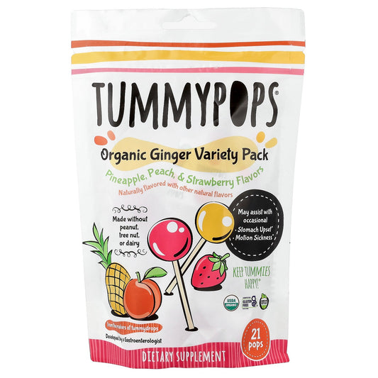 Tummydrops, Tummypops®, Organic Ginger Variety Pack, 21 Pops