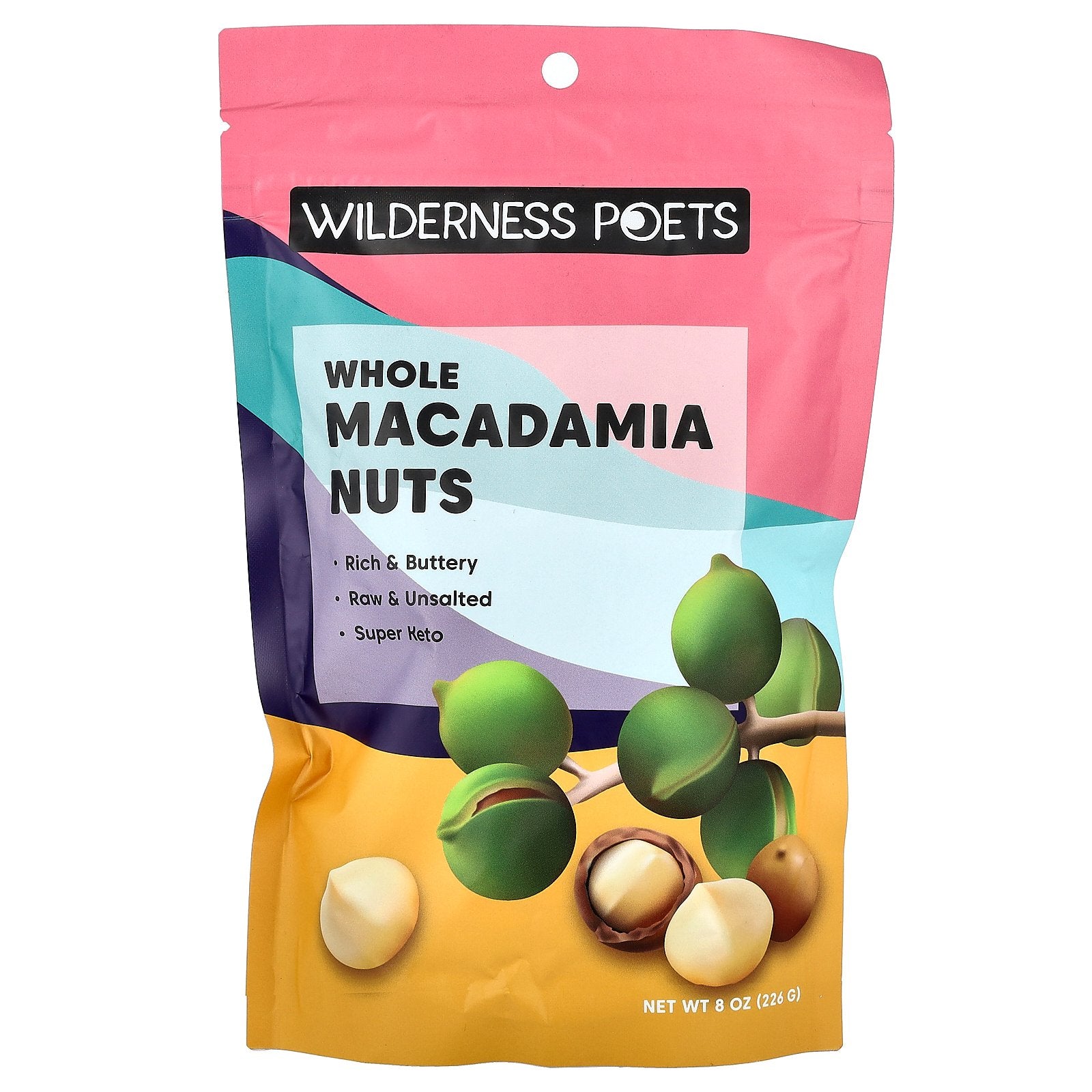 Wilderness Poets, Whole Macadamia Nuts, Unsalted, 8 oz (226 g)