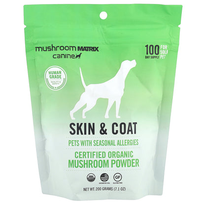 Mushroom Matrix Canine, Certified Organic Mushroom Powder, Skin & Coat, For Cats and Dogs, 7.1 oz (200 g)