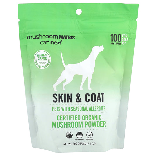 Mushroom Matrix Canine, Certified Organic Mushroom Powder, Skin & Coat, For Cats and Dogs, 7.1 oz (200 g)