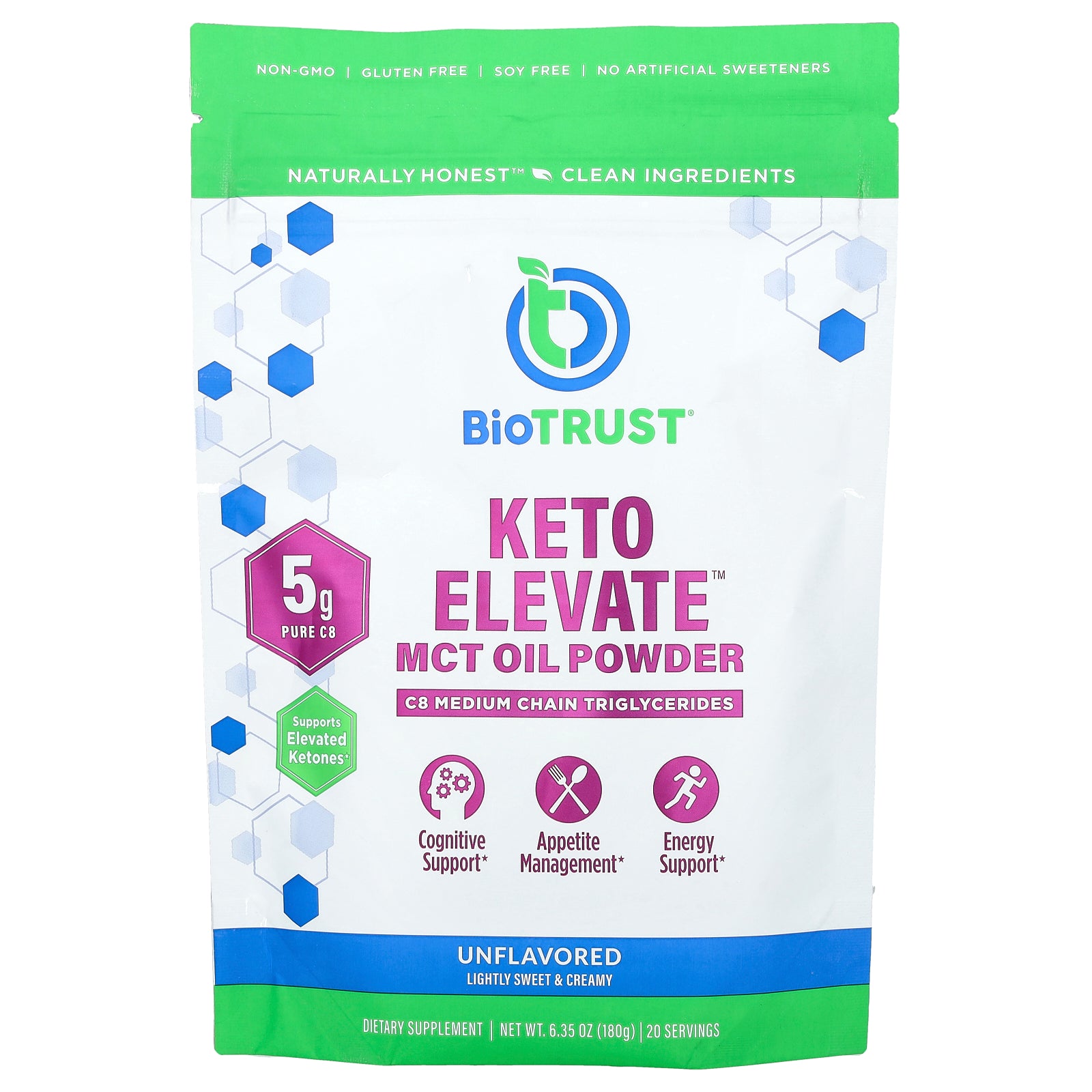 BioTRUST, Keto Elevate™, MCT Oil Powder, Unflavored, 6.35 oz (180 g)