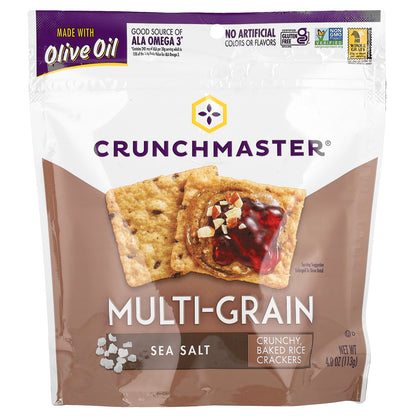 Crunchmaster, Multi-Grain, Crunchy Baked Rice Crackers, Sea Salt, 4 oz (113 g)