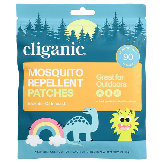Cliganic, Mosquito Repellent Patches, Positive Vibes, 90 Patches