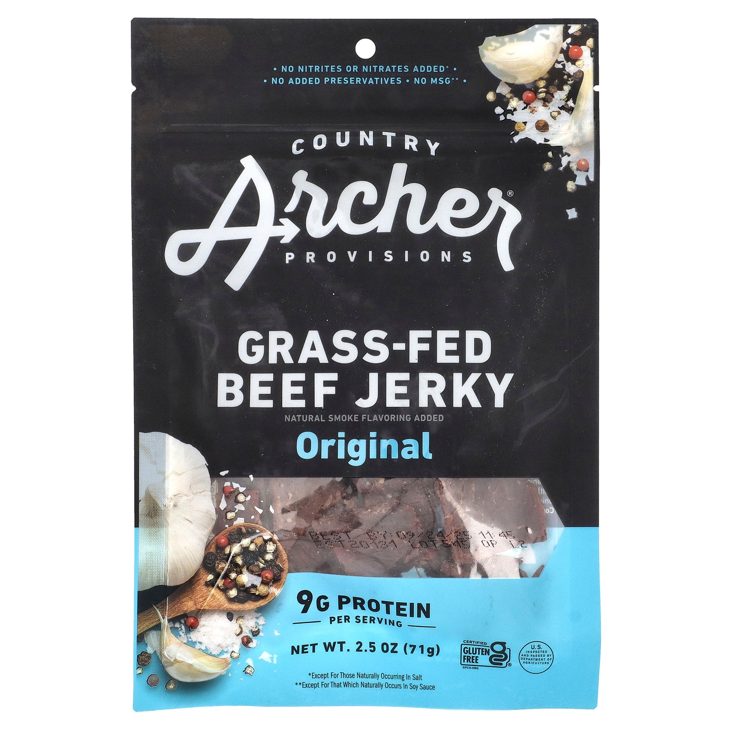 Country Archer Jerky, Grass-Fed Beef Jerky, Original, 2.5 oz (71 g)
