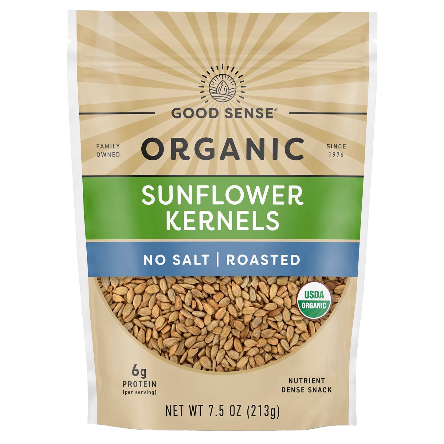 Good Sense, Organic Sunflower Kernels, No Salt, Roasted, 7.5 oz (213 g)