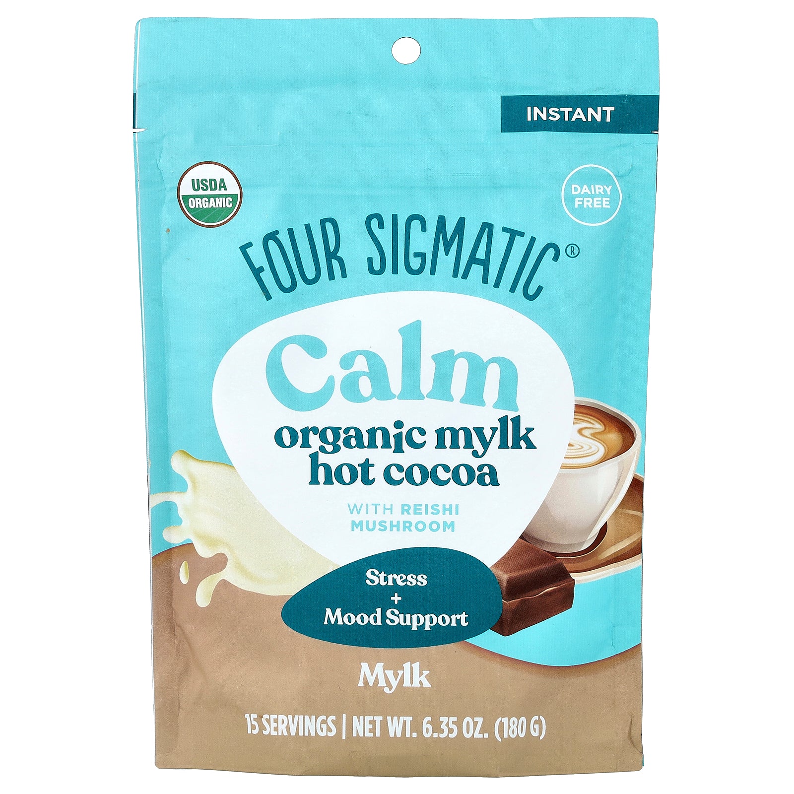 Four Sigmatic, Calm, Organic Mylk Hot Cocoa with Reishi Mushroom, 6.35 oz (180 g)