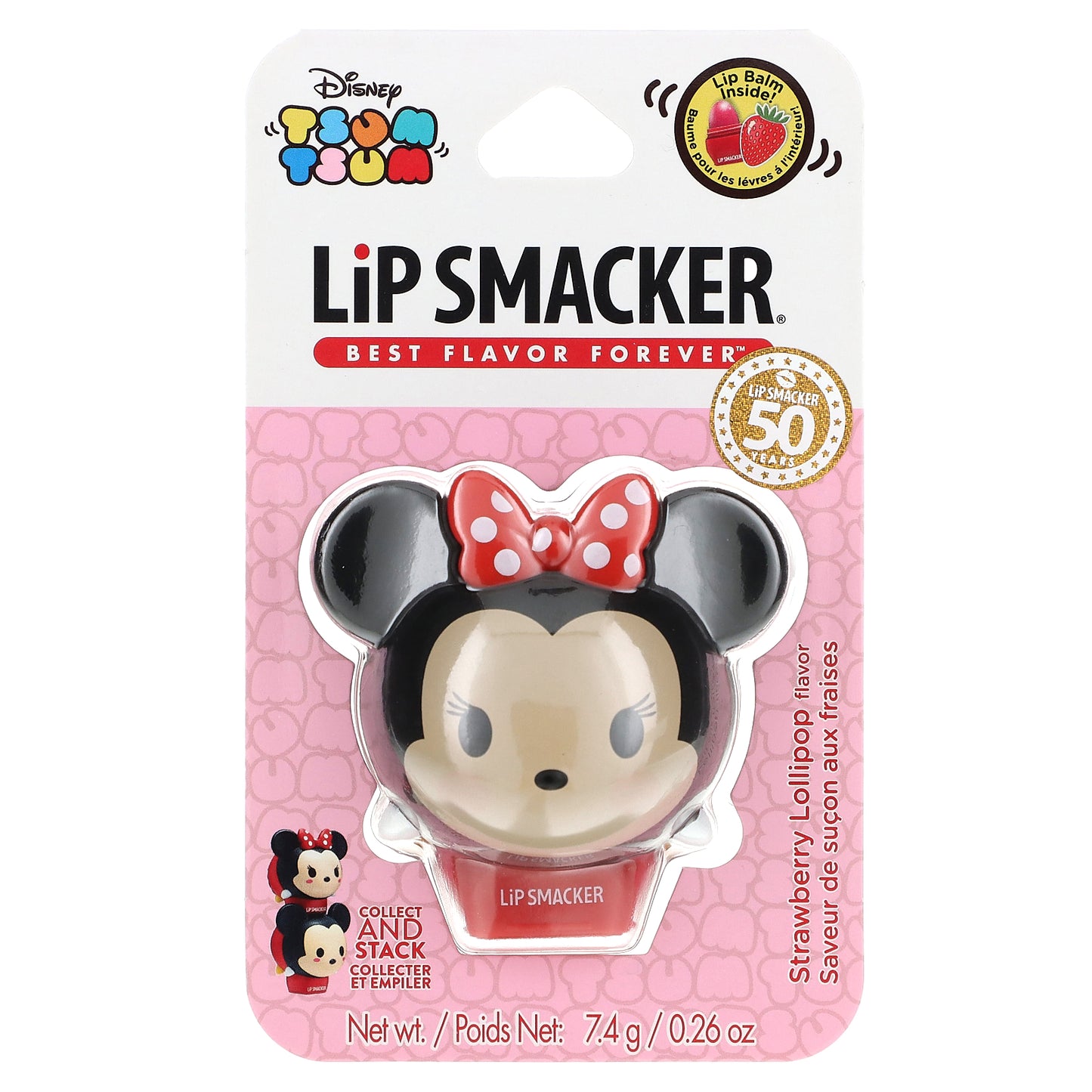 Lip Smacker, Disney Tsum Tsum,  Lip Balm, Minnie Mouse,  Strawberry Lollipop, 0.26 oz (7.4 g)